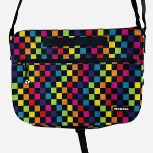 Yak Pak Rainbow Squares Messenger Bag Laptop Crossbody Colorful Checkerboard Y2K